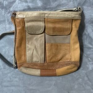 Vintage Genuine Leather Patchwork Women's Crossbody Bag Adjustable Strap Boho